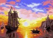 Printed Canvas Tapestry Gobelin Embroidery Orchidea "A Sunset Calm" 2795R