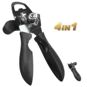 FGY 4-IN-1 Manual Stainless Steel Can Opener With Ergonomic Handle (Black)