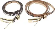 [MOBUTOFU] 2pcs Adjustable Women Imitation Leather Belts with Metal Buckle Stylish Thin Belts for Jeans Dresses and Pants Durable Material Leopard Print