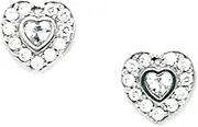 [JewelryWeb] 925 Sterling Silver Plated April Clear 3x3mm CZ Love Heart Screw Back Earrings 8x8mm Stud Earring for Women