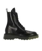 Off-White Round Toe Combat Boots 44 Black