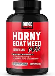 Force Factor Horny Goat Weed Max, Horny Goat Weed for Men and Women to Maximize Performance and Drive, Triple-Extract HGW Horny Goat Weed Herbal Supplement, 1500mg, 90 Capsules, Red