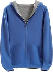 [Generic] Wool Men Thick Hooded Cardigan Knitted Zipper Cardigan Can Be Worn On Both Sides for Casual Tops