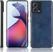 Case Compatible with Moto S30 Pro 5G,Compatible with Motorola Edge 30 Fusion 5G [PU Leather Texture][PU+PC+TPU] 3 in 1 Camera Protection Cover Blue