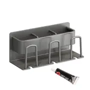 Toothbrush Holder Rack Punch Free Wall Mounted Space Saving Electric Toothbrush Hanger Rack Bathroom Accessories Gray 3 Cups