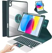 iXTRA Keyboard Case for New iPad 11th Gen 11 inch A16 2025 for iPad 10th Gen 10.9 inch 2022, 360° Rotatable Slim Clear Shell Magnetic Detachable Keyboard with Trackpad Pencil Holder, Dark Green
