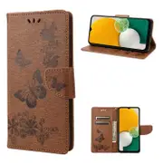 For Samsung Galaxy A54 5G Case, Butterfly Emboss PU Leather Cover, Brown