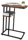C Shaped End/Side Table for Couch and Bed, Small Spaces, Living Room, Brown