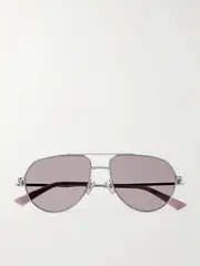 [BOTTEGA VENETA EYEWEAR] BOTTEGA VENETA EYEWEAR - Aviator-style Silver-tone Sunglasses - One size One size Silver
