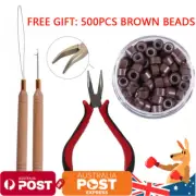 Hair Extension Tools Kit Pliers Pulling Needle Hook Silicone Micro Ring Beads