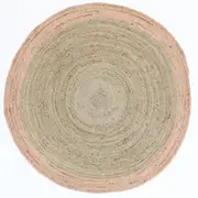 Capri Pink Round Boarder in Natural Rug