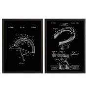 [Namly Design] Patent Drawing Poster - Horseshoe and Helmet / Set of 2