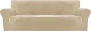 XINEAGE Thick Velvet Extra Large Sofa Covers 4 Seater Super Stretch Non-Slip Oversized Sofa Cover for Dogs Cat Pet 1-Piece XL Sofa Cover Elastic Furniture Protector (4 Seater, Camel)