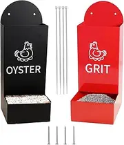 Chicken Grit Feeder - Set of 2 Oyster Shell and Grit Container, Metal Chicken Grit Holder | Rust-Resistant Duck Feed Cup, Coop Mount Feeder Pet Supplies, Coop Accessories for Hens Ducks