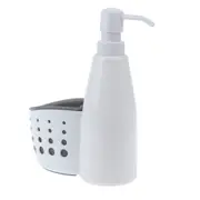 2 In 1 Bathroom Dispenser Storage Box Liquid Detergent Sponge Drainboard Soap Holder