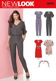 New Look Sewing Pattern 6413 Misses' Jumpsuits and Dress in Two Lengths