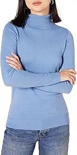 [Amazon Essentials] Women's Classic-Fit Lightweight Long-Sleeve Turtleneck Sweater (Available in Plus Size), Blue, Small
