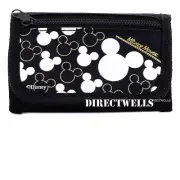 Disney Mickey Mouse Authentic Licensed Trifold Black Silver Wallet for Children