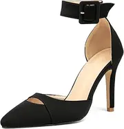 [GATUXUS] Women's Sexy Pointed Toe Pumps Stilettos High Heels Sandals Buckle Ankle Strap Dress Shoes for Wedding Party