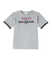 [Gucci Kids] Gucci Kids Logo cotton jersey T-shirt Y 12 grey