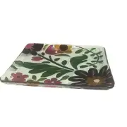 Lori Siebert Glass Fusion 20120119 FLORAL PATTERN 11in Square Serving Plate, NEW