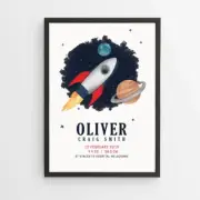 Personalised Rocket Birth Print/ Announcement/ Nursery Decor Wall Poster-DIGITAL