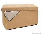 Simplify Faux Linen Double Folding Storage Ottoman in Camel