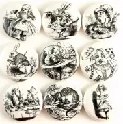alice in wonderland decor button fridge magnet pinback pin cabochon cab charm