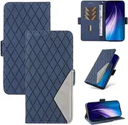 Ttianfa Compatible for iPhone 7 Plus Phone Case, PU Leather Magnetic Kickstand Wallet Cover with Card Slots、Wrist & Shoulder Strap Contracted Design for Business Person-Blue