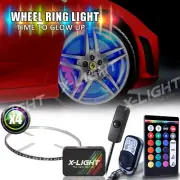 Wireless 4x15in Wheel Ring Accent Light LED RGB Multi Color Kit /Red Brake Mode