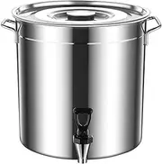 Stainless Steel Stock Pot with Spigot and Lid, Composite Bottom Cooking Pot, Large Soup Stockpot for Induction Gas Stove, Thickened Handles, Multi-Size 5L–160L for Home & Restaurant Use