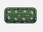8 Player Rectangular Foldable Casino Card Poker Games Tabletop Mat w Cup Holders