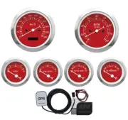 MOTOR METER RACING Classic Red 6 Gauge Set GPS Speedometer KMH °C BAR 85mm 52mm