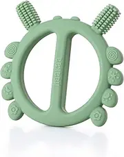 haakaa Silicone Crab Baby Teether,Teething Toys,360° Baby Toothbrush Head for Infant Self-Brushing Training,Food-Grade Silicone,Pea Green