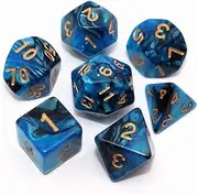 CREEBUY Blue Mix Black Dice DND Polyhedral Dice Set for Dungeon and Dragons D&D RPG Role Playing Games 7-Die Set