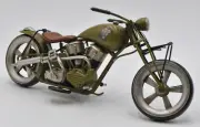 Handmade Light Green Medium Scale Tinplate Motorcycle Model Hand Made Artwork NR