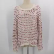Freshman 1996 Sweater Pullover Cream W Purple Size L lightweight high low NWT