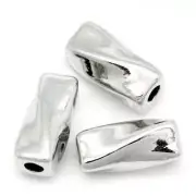10 Silver Slider Spacer Beads - 9mm x 4mm - Silver Tube Bead for Leather Cord or