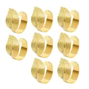 Gold Napkin Rings Set of 8,Leaf Bulk Napkin Rings,Cloth Napkin Holder 7388