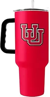 Logo Brands NCAA Utah Utes 40oz Flipside Powder Coat Tumbler - Double-Wall Insulated, Reusable Straw, Rugged Handle