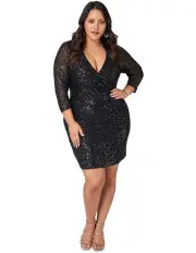 [Pink Dusk] Smokin Hot Sequin Wrap Dress in Black