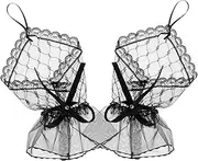 [WOFASHPURET] Lace Gloves Ruffle Wrist Hooks Gloves Lace Tulle Gloves Dress Clips Pin for Women Ladies Brooch Gloves Fashionable Lolita Accessories for Women White