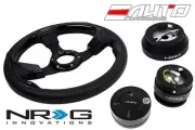 NRG 320mm Pilota Leather BK IN steering wheel w/140H Hub Gen2 Release BK Lock LB