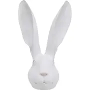LVD XL Resin Hare Head Sculpture Figurine Home Decor 36.5cm Rustic White