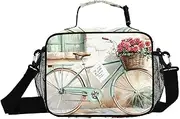 Bike Vintage Rose Insulated Lunch Box for Women Men - Ideal for Work, Picnics - Includes Adjustable Shoulder Strap