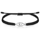Christian Fish Bracelet for Women 925 Sterling Silver Cord Braided Luck Black Ro