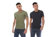 Emporio Armani Mens Plain T-Shirt (Pack of 2) (Navy/Green) - UTGT127