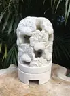 Balinese Limestone Garden Or Table Lantern- Hand Carved Hibiscus 25 cm