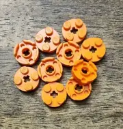 LEGO Orange Plate, Round 2 x 2 with Axle Hole QTY 10. Part No. 4032