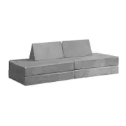 Oikiture Sofa Bed 170CM Kids DIY Couch Velvet Grey